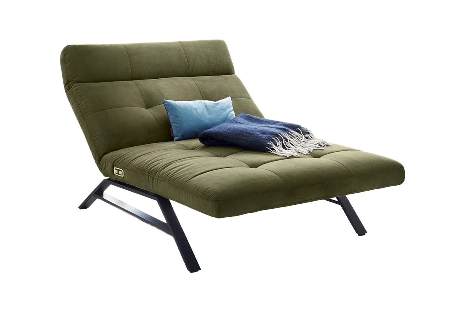LIEGE MIT MOTORISCHER RELAXFUNKTION AMERIVA Dunkelgrün Velvet Relaxfunktion - Dunkelgrün/Schwarz, Textil (120/110/158cm) - KAWOLA