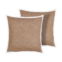 DEKOKISSEN 2er-Set Braun 45/45 cm Ianthe - Braun/Weiß, Naturmaterialien (45/45cm) - Beliani