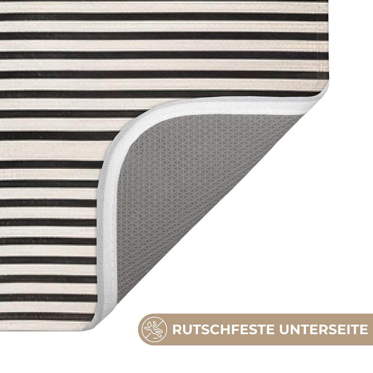 BADEMATTE Abstrakt - Japandi - Beige - Modern 120x60 cm - Beige/Schwarz, Textil (120/60cm) - OnlyWow