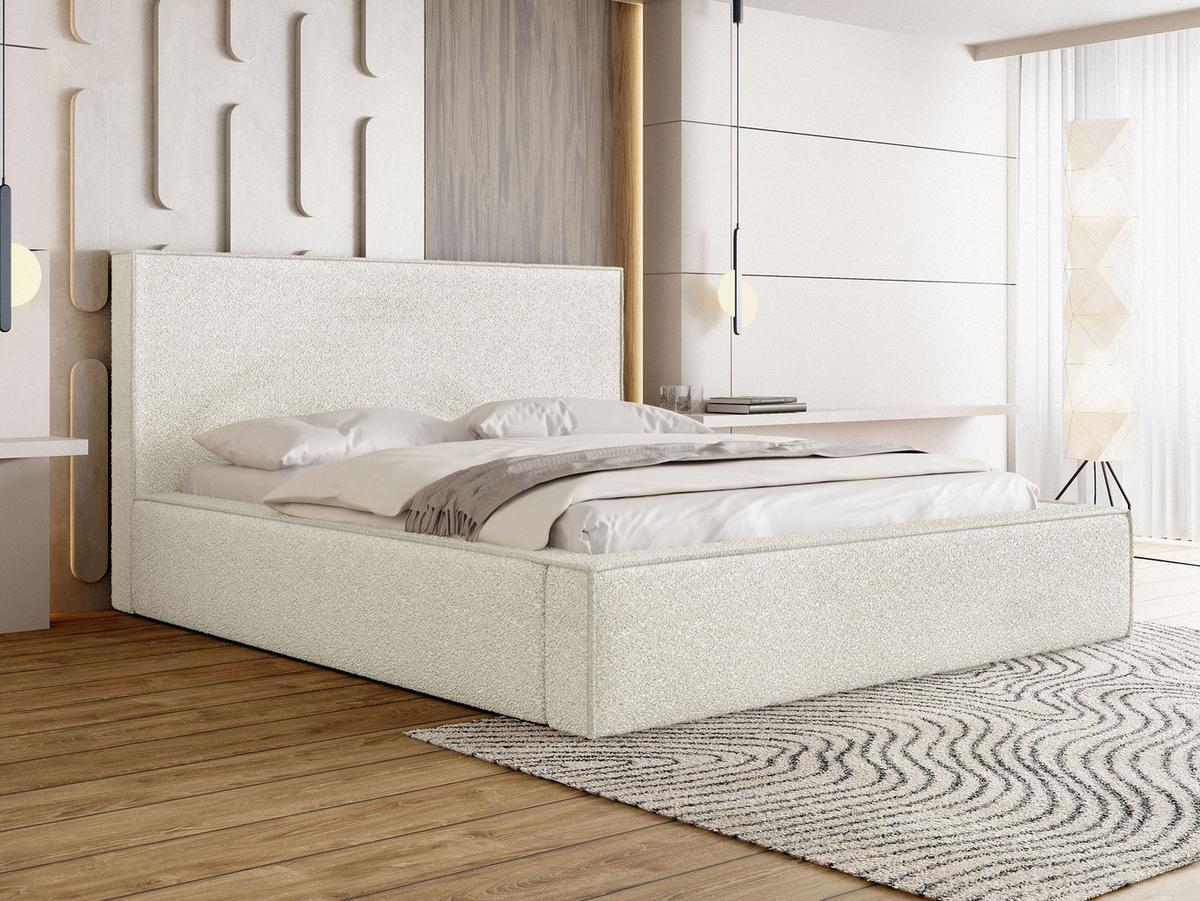 POLSTERBETT Terra mit Bettkasten, Creme Boucle 200x200 cm - Birkefarben/Schwarz, Holzwerkstoff/Kunststoff (200/200cm) - WFL GROUP
