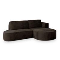 ECKSOFA CORTIO M R-S Braun Velours-Stoff mit Schlaffunktion - Braun/Grau, Holz/Kunststoff (265/174cm) - MASSENO