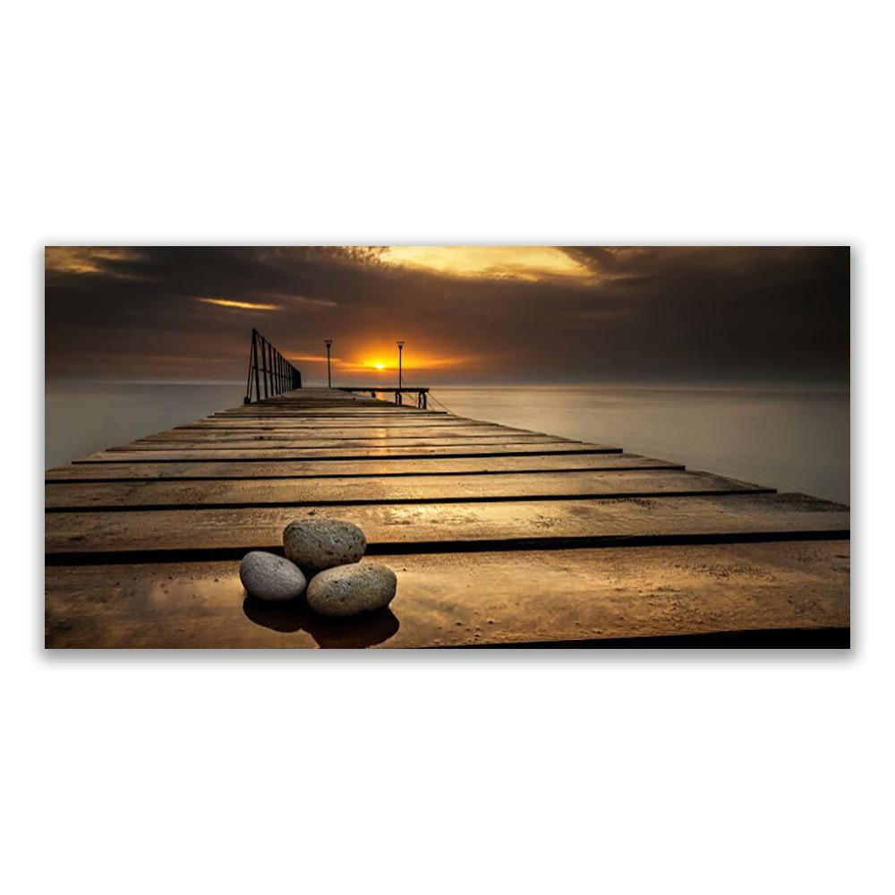 LEINWANDBILD 100x50 cm Seebrücke - Braun, Textil (100/4cm) - TULUP