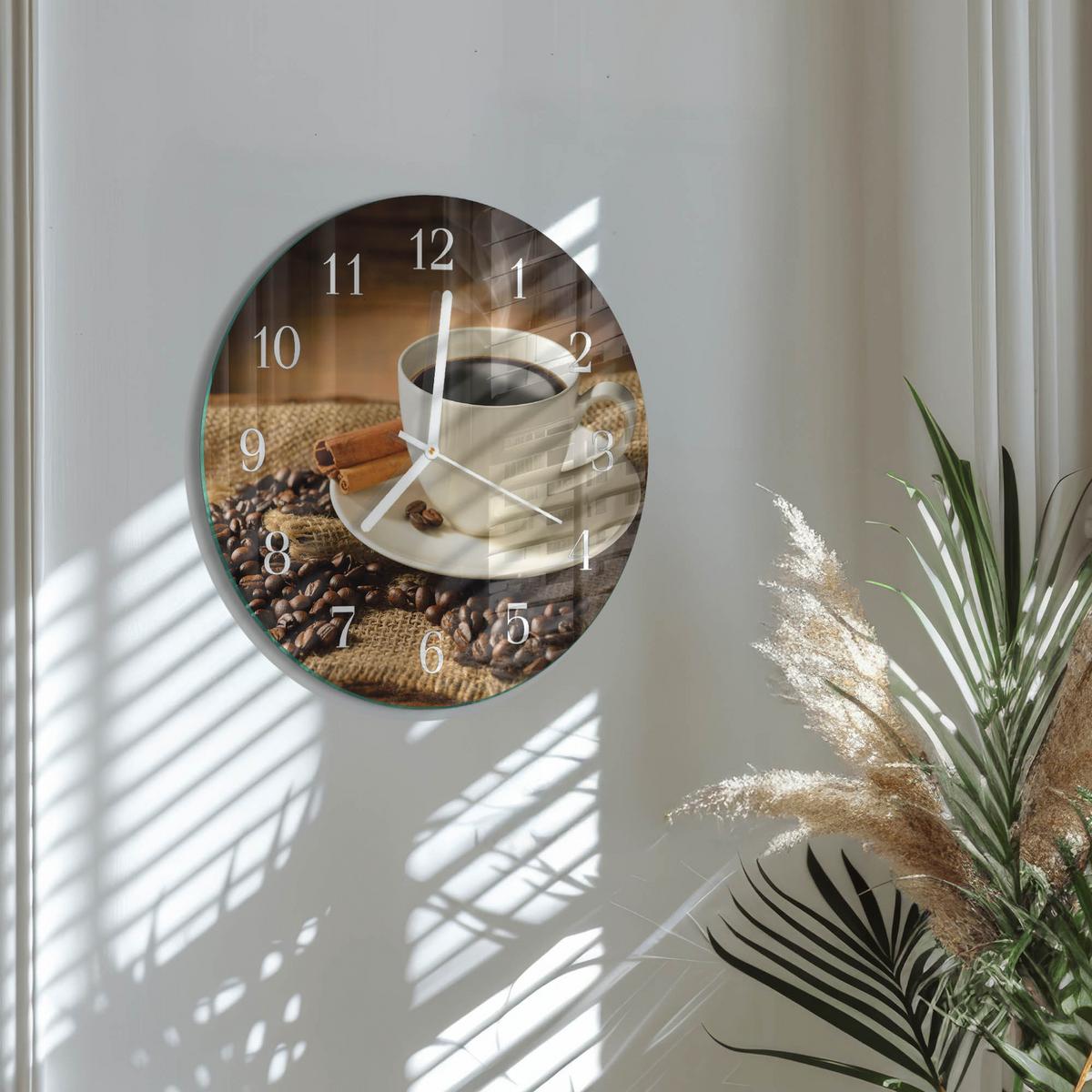 WANDUHR aus Glas Ø30 cm - Kaffee - Braun, Glas (30/30/0.4cm) - TULUP