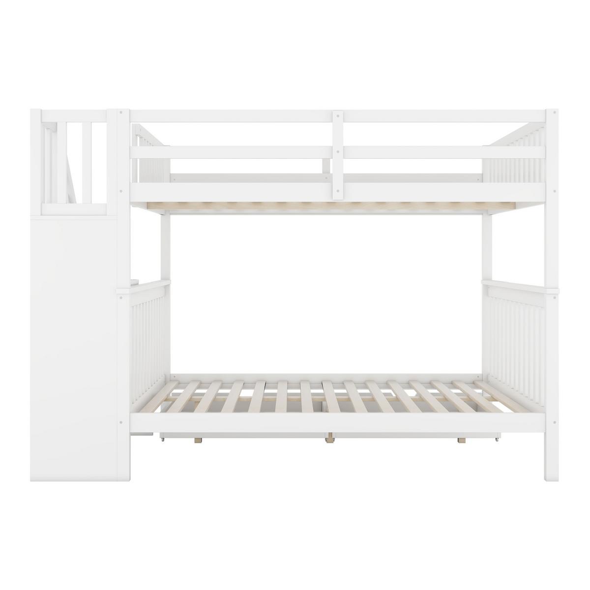 ETAGENBETT kiefernholz weiß 140x200cm mit treppe stauraum - Weiß, Holz (140/200cm) - Urban Meuble