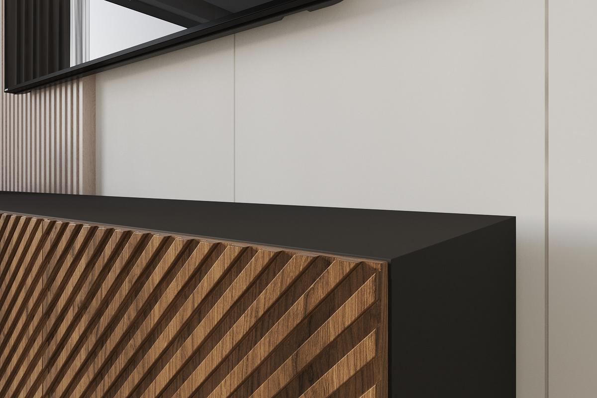LOWBOARD ZENO-W 3x100x40x40 cm - Schwarz / Katania - Eiche Wotan, Holzwerkstoff (300/40/40cm) - ALTDECOR