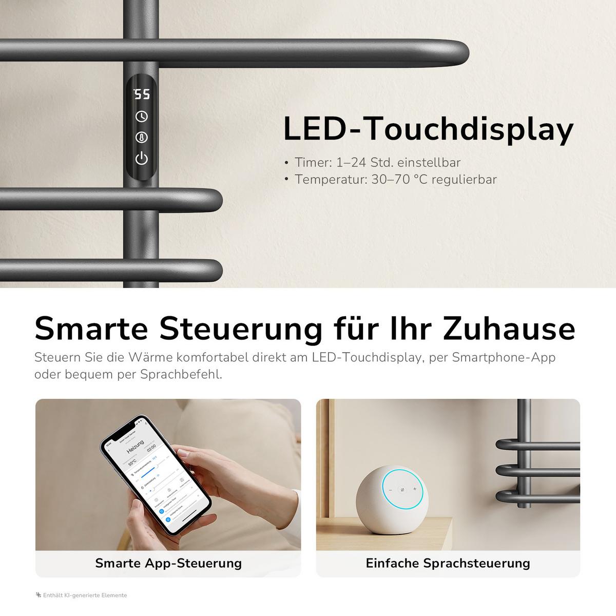 HEIZKÖRPER Elektrisch Anthrazit 70/66/16,5 cm - Anthrazit, Metall (66/66/16.5cm) - EMKE
