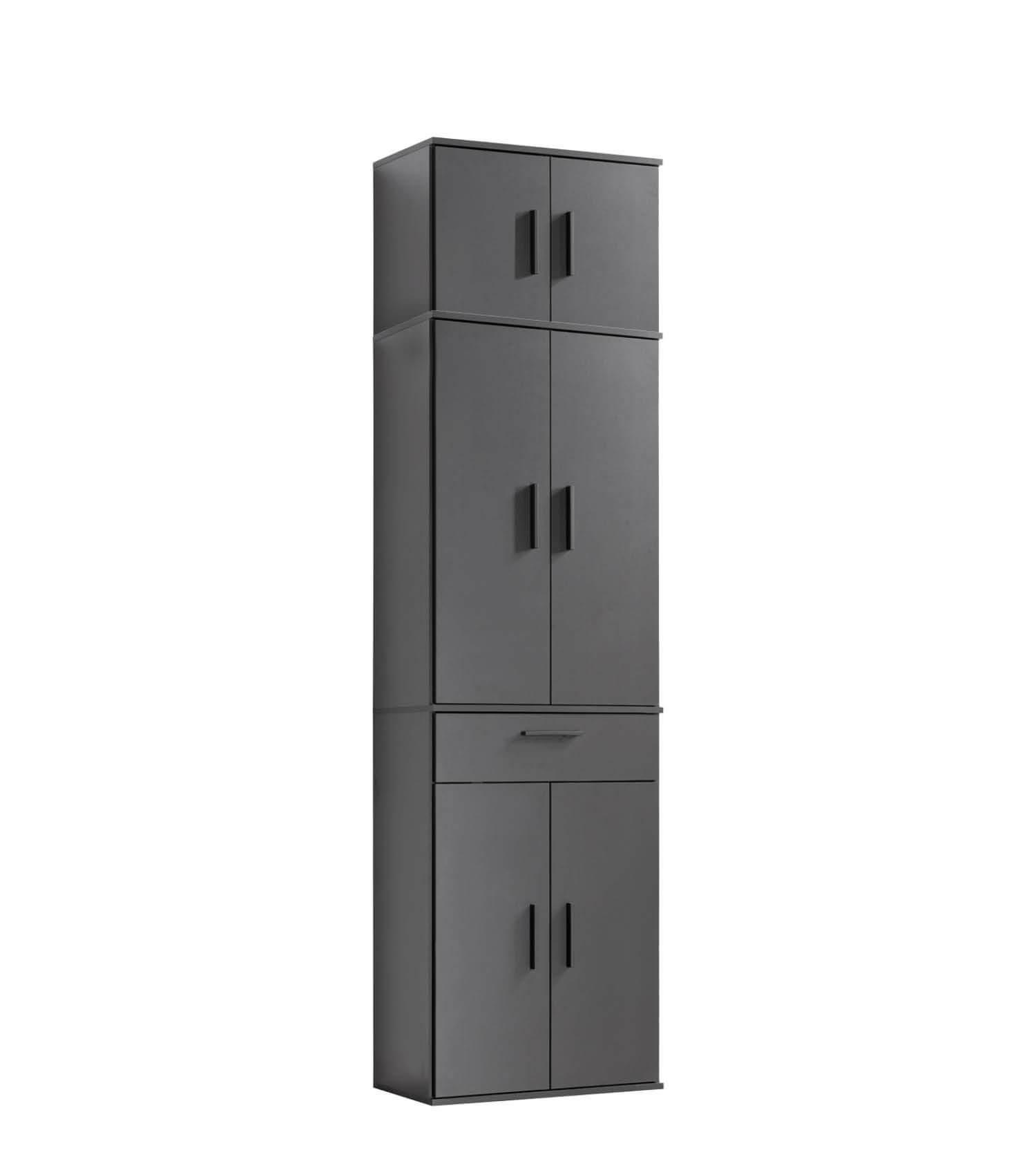 MEHRZWECKSCHRANK Der Extralange - Anthrazit/Schwarz, Holzwerkstoff (60/230/34cm) - Mokebo