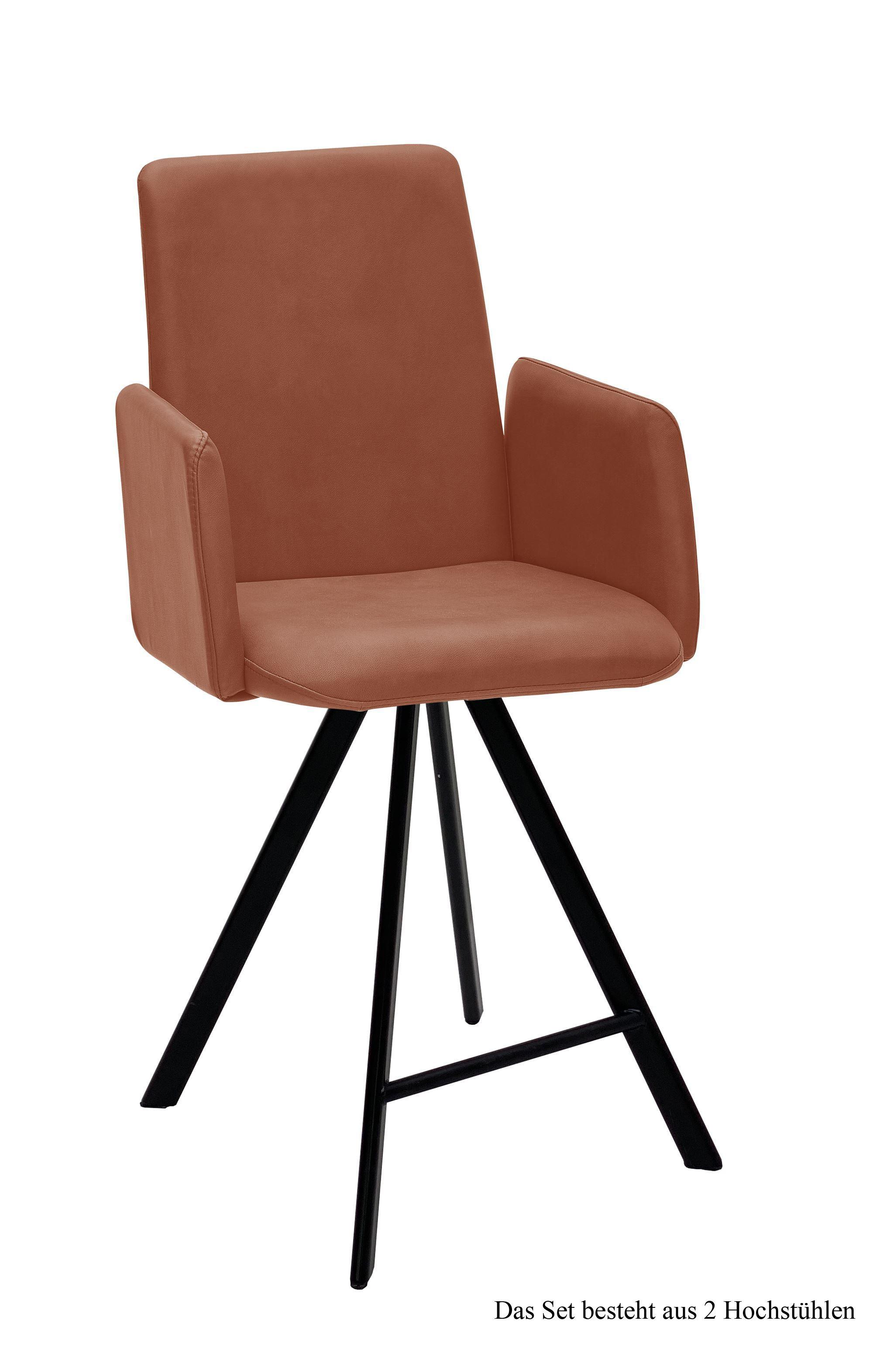 THEKENSTUHL drehbar (2er-Set) Desiree 52x109x60 Schwarz/Cognac - Cognac/Schwarz, Kunststoff (60/109/52cm) - 58aufmkessel