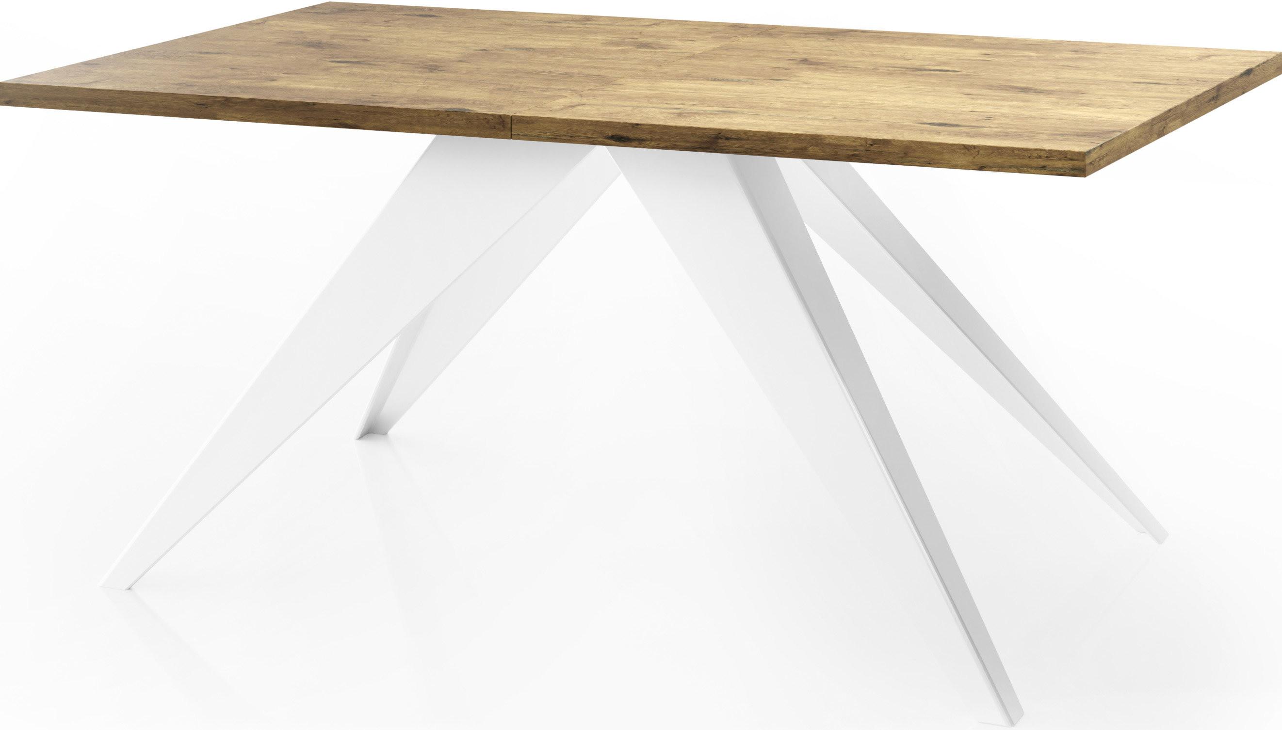ESSTISCH Vance Weiß rechteckig ausziehbar, Lancelot Eiche 140-240/80/76 cm - Eichefarben/Weiß, Holzwerkstoff/Metall (80/240/76cm) - WFL GROUP