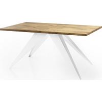 ESSTISCH Vance Weiß rechteckig ausziehbar, Lancelot Eiche 160-260/90/76 cm - Eichefarben/Weiß, Holzwerkstoff/Metall (90/260/76cm) - WFL GROUP