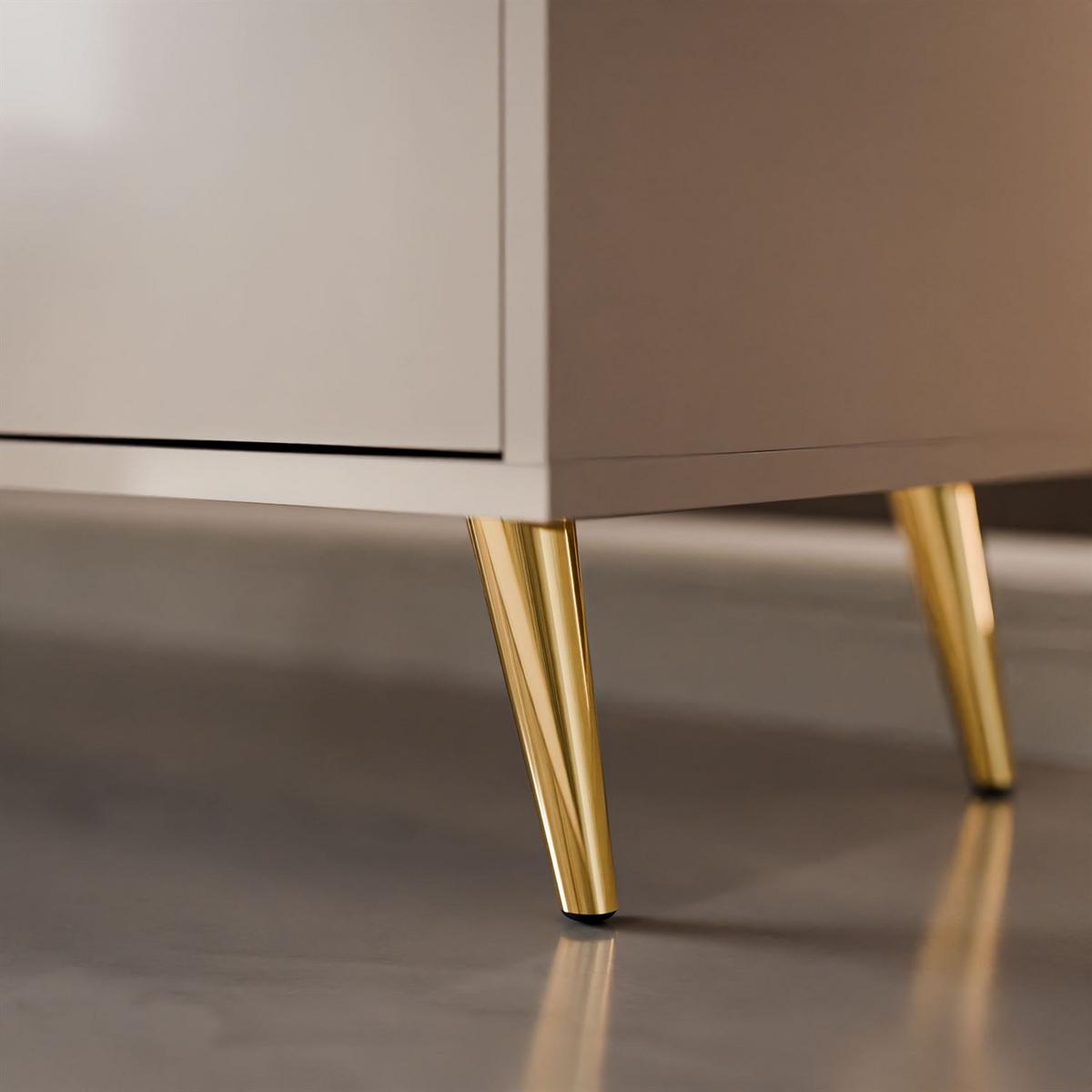 KOMMODE SANAYI Kaschmir Hochglanz – schräge goldene Beine - Kaschmir/Goldfarben, Holzwerkstoff (154/72/40cm) - Lookway