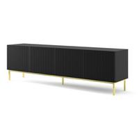 TV LOWBOARD Schwarz, Schwarz, Gold 200/58/42 - Goldfarben/Schwarz, Holzwerkstoff (200/58/42cm) - RAUMHIRSCH FURNITURE