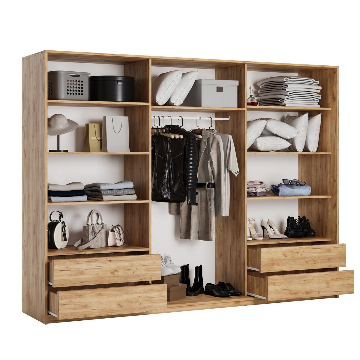 SCHWEBETÜRENSCHRANK TAVI 270/205/60 cm 3-türig mit Spiegel Orange - Orange, Holzwerkstoff (270/205/60cm) - MASSENO