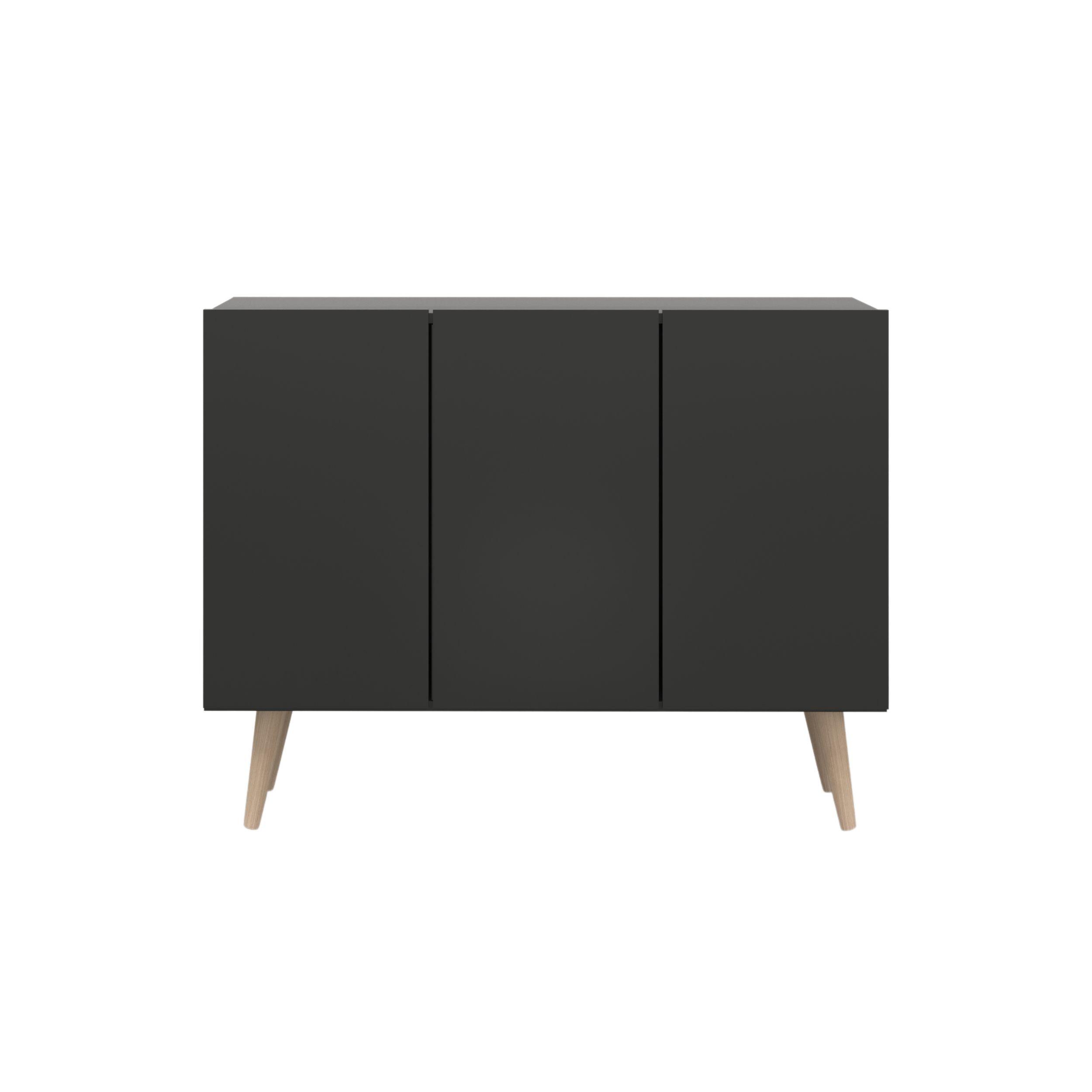 KOMMODE Toronto Schwarz 39,9/95,5/120 - Schwarz, Holzwerkstoff (40/96/120cm) - RAUMHIRSCH FURNITURE