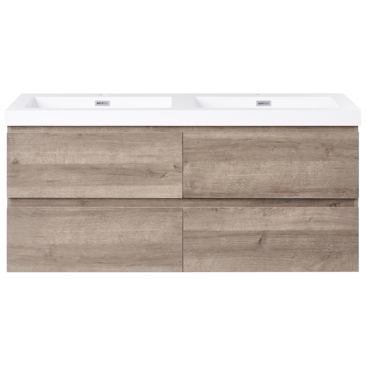 WASCHBECKENUNTERSCHRANK wandmontiertk mit Doppelwaschbecken Taupe Viedma - Taupe, Holzwerkstoff (120/52/46cm) - Beliani