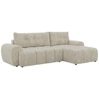 ECKSOFA MARIVO L - Creme Schenille grob gewebt - Rechts Seite - Creme/Schwarz, Kunststoff/Textil (271/161cm) - MKS