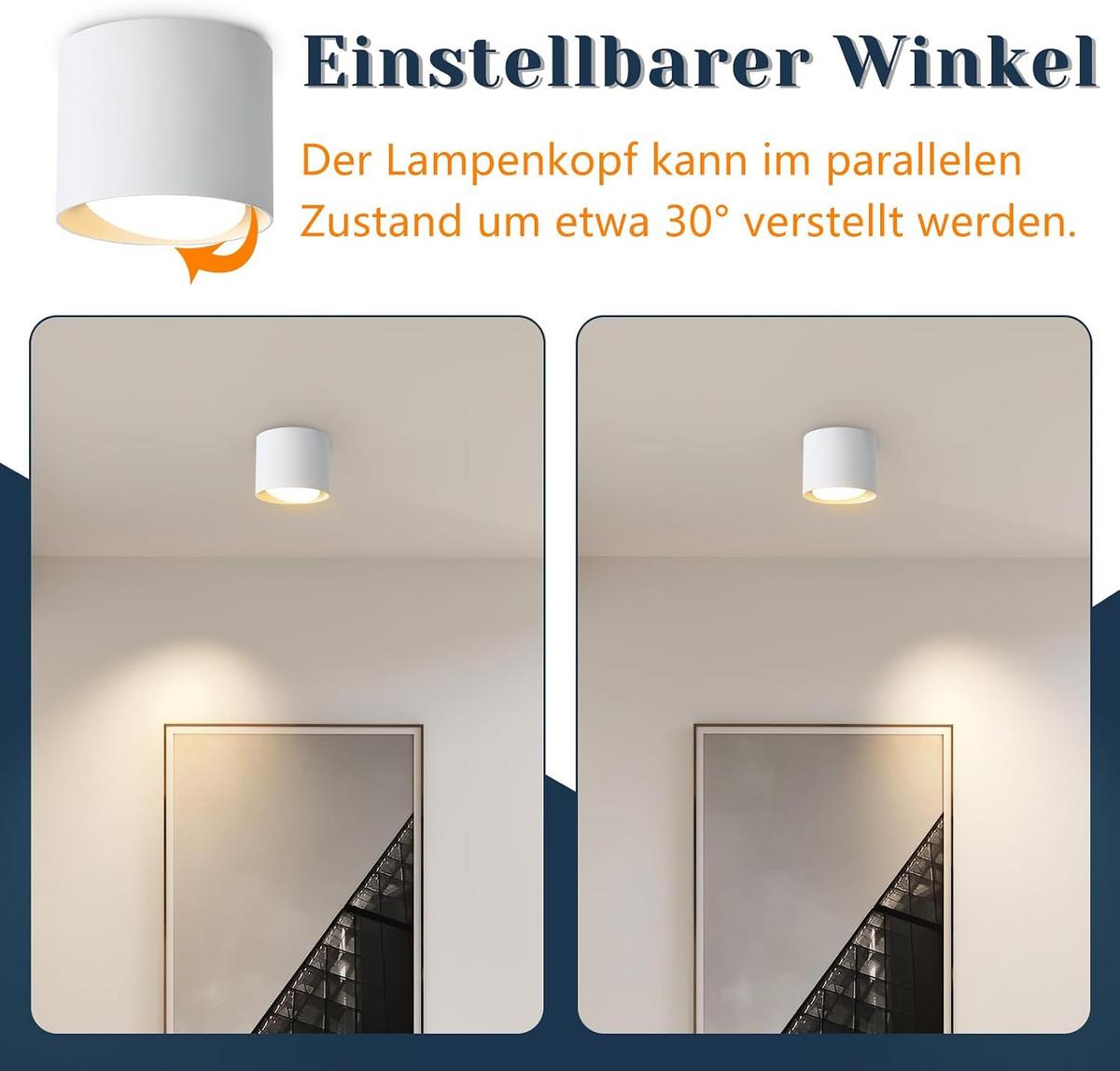 DECKENSTRAHLER Lichtmar 10/8/10 cm - Schwarz, Metall (10/10/8cm) - ZMH