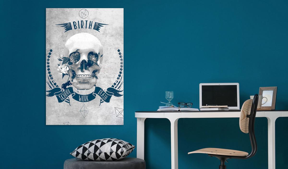 KUNSTDRUCK Grau 80/120 cm - Blau/Grau, Textil (80/120cm) - KUNSTLOFT