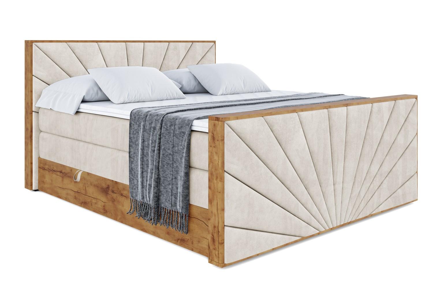 BOXSPRINGBETT mit Matratze H3|H4 und Lattenrost - LOLLI6-Z KING-180x200 - Beige Casablanca - Beige, Holzwerkstoff (180/200cm) - ALTDECOR