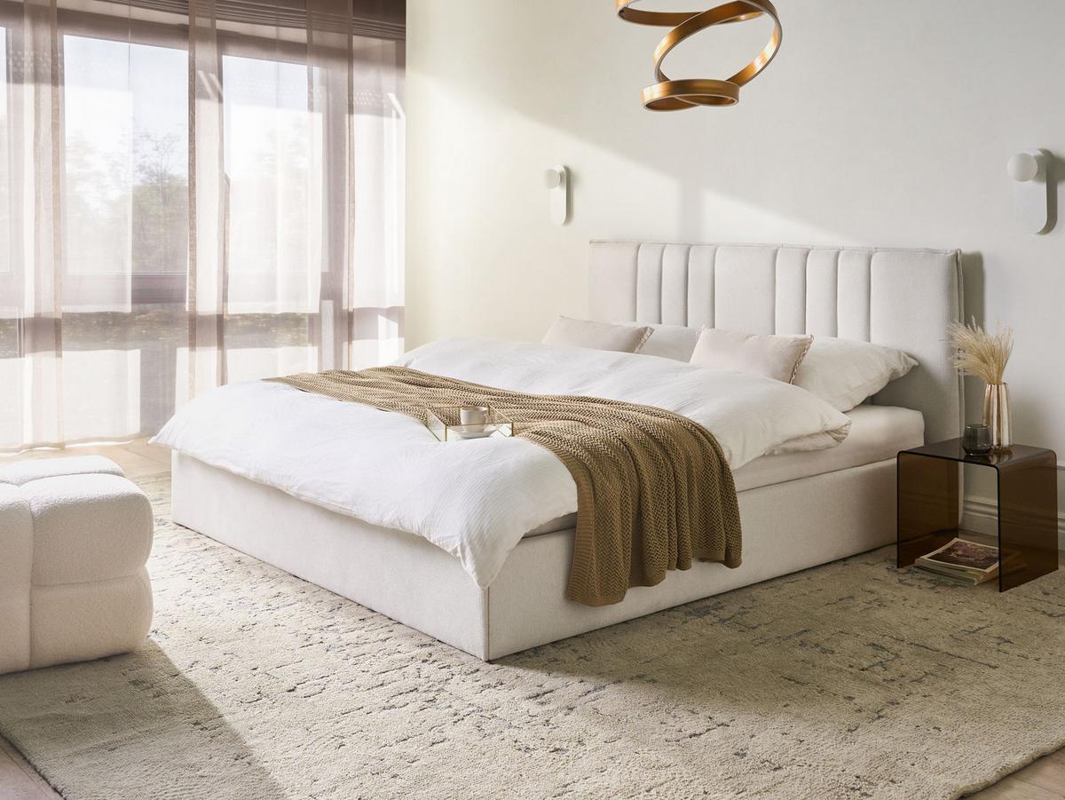 BETT 180/200 cm Hellbeige Tarascon - Beige, Textil (180/200cm) - Beliani