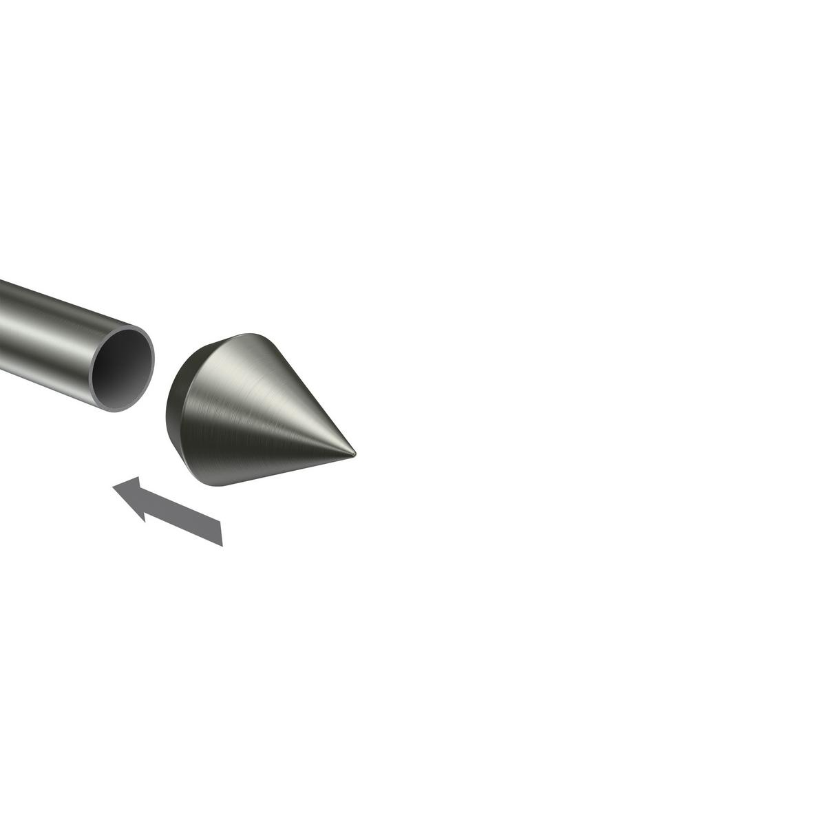 ENDSTÜCKE FÜR GARDINENSTANGEN 20 mm Ø, Sirius Edelstahl, Packung 2 Stück - Edelstahlfarben, Metall (4.1/3.3/3.3cm) - INTERDECO
