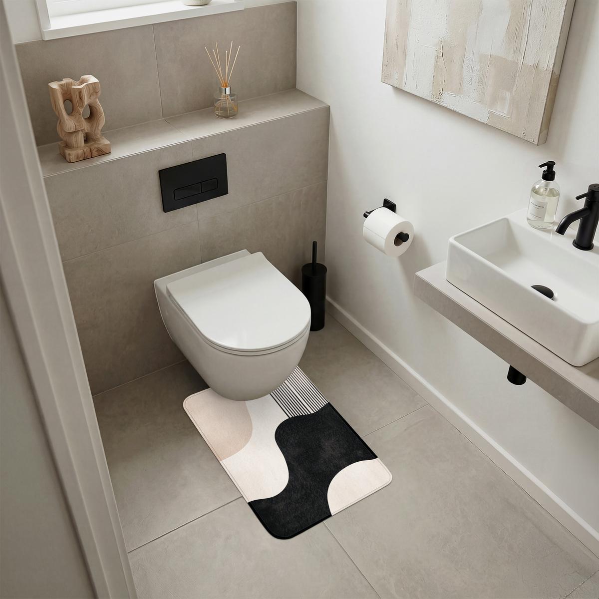 WC-VORLEGER Abstrakt - Japandi - Beige - Modern WC Teppich 40x60 cm - Beige, Textil (40/1cm) - OnlyWow