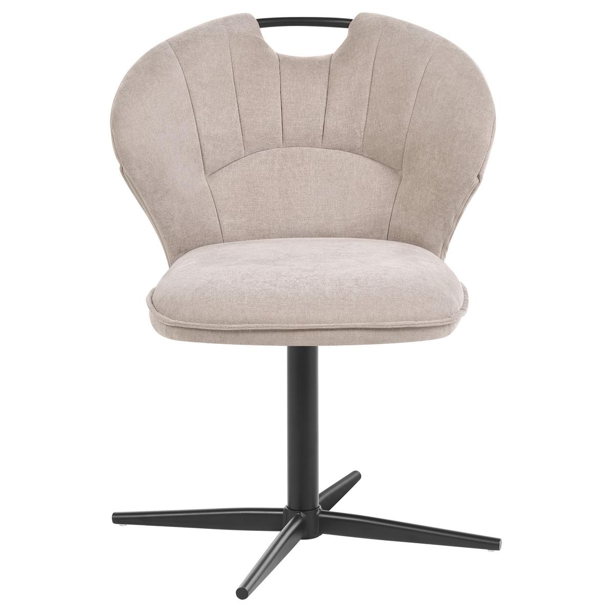 STUHL 2er-Set drehbar Chenillegewebe Beige Worcester - Beige/Schwarz, Textil/Metall (48/80/65cm) - Beliani