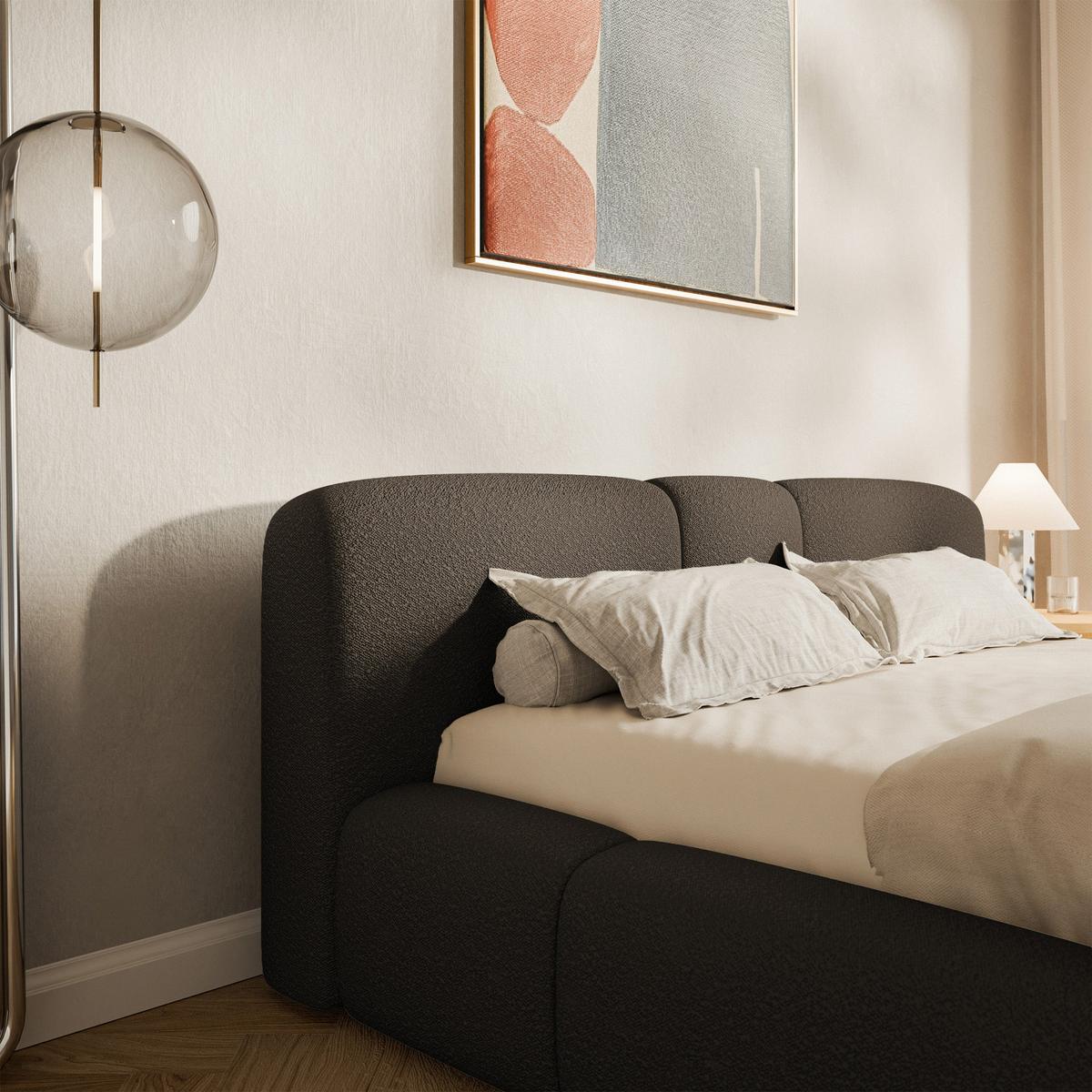 POLSTERBETT Bowia, Braun Bouclé, 160x200 cm - Schwarz/Braun, Textil (160/200cm) - Selsey