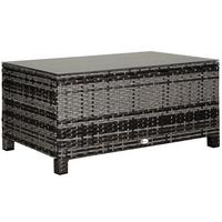 COUCHTISCH Rattan, Metall, Gehärtetes Glas, Grau - Grau, Kunststoff (85/50/39cm) - Outsunny