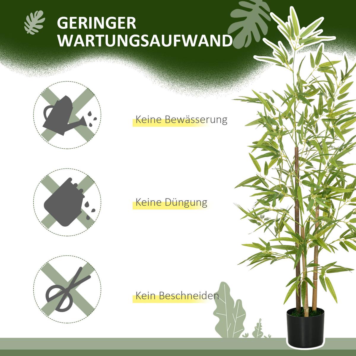 KÜNSTLICHE Pflanzen 2er Set, Kunst Bambus, 120 cm - Grün, Kunststoff (120cm) - HOMCOM
