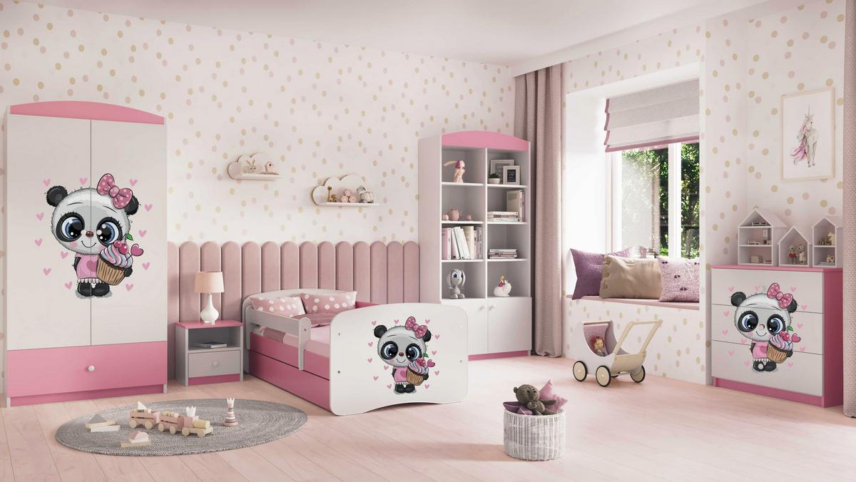 KINDERKLEIDERSCHRANK Panda - Hellrosa, Holzwerkstoff (90/175/52cm) - RAUMHIRSCH FURNITURE