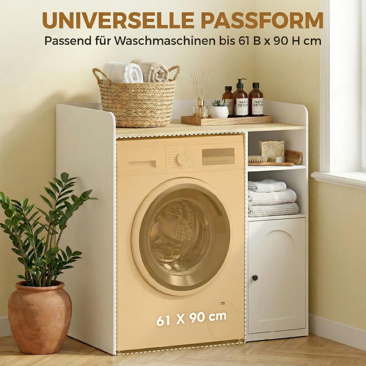 WASCHMASCHINENSCHRANK MDF Weiß Natur - Weiß, Holzwerkstoff (60/100/93.5cm) - HOMCOM