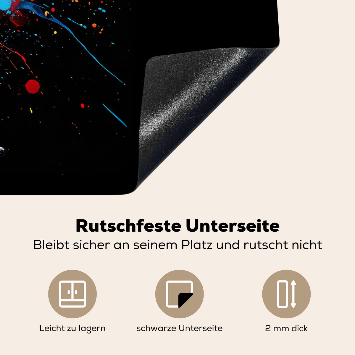 HERDABDECKPLATTE Wein - Glas - Graffiti - Getränk - Rot - Farbe Induktionsmatte 77x51 cm - Weinrot, Kunststoff (77/51/0.2cm) - MuchoWow