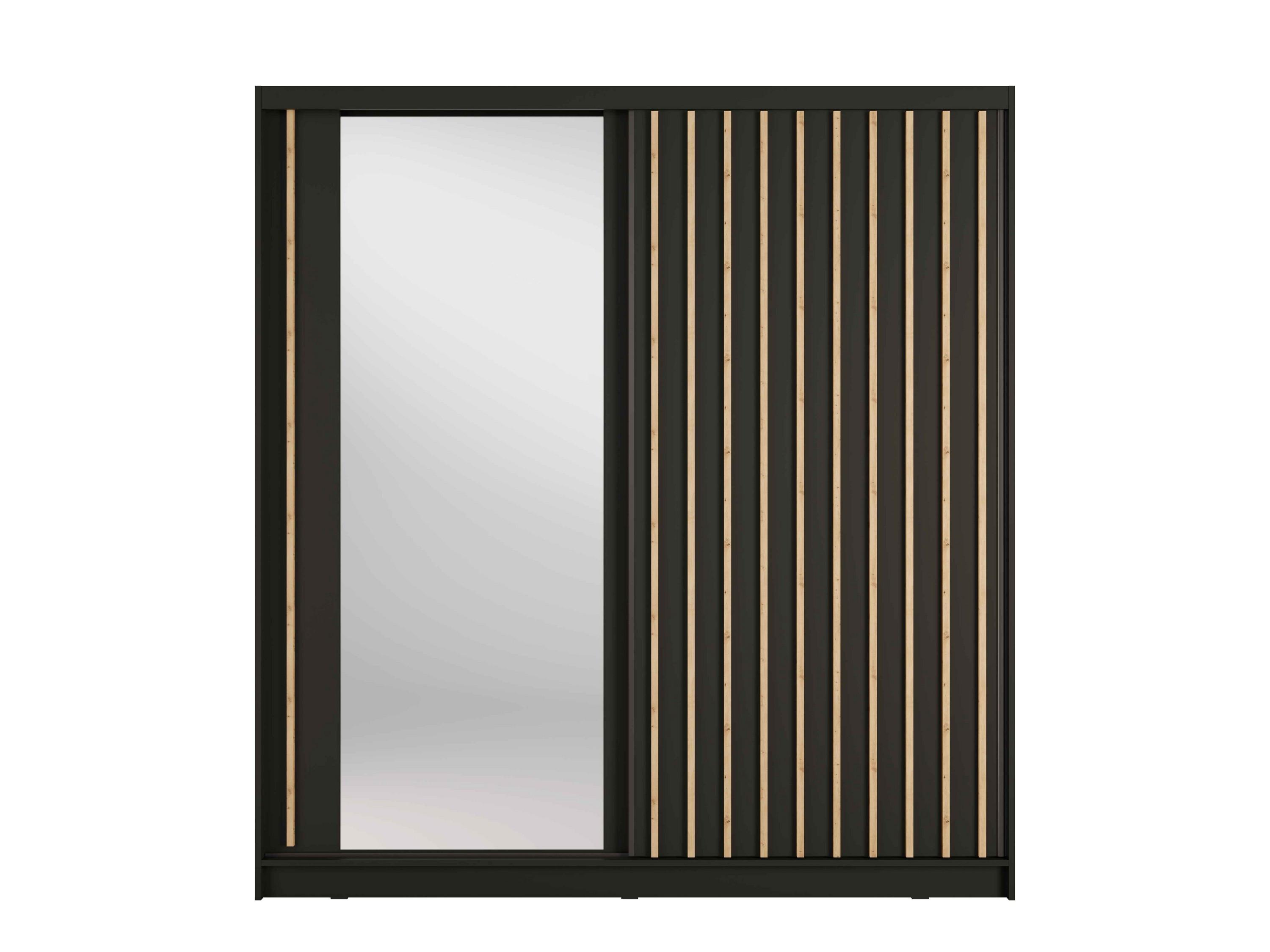 SCHWEBETÜRENSCHRANK VEYDAR 205/215/62cm 2-türig mit Spiegel Grau - Grau, Holzwerkstoff (205/215/62cm) - MASSENO