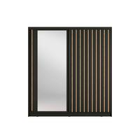 SCHWEBETÜRENSCHRANK VEYDAR 205/215/62cm 2-türig mit Spiegel Grau - Grau, Holzwerkstoff (205/215/62cm) - MASSENO