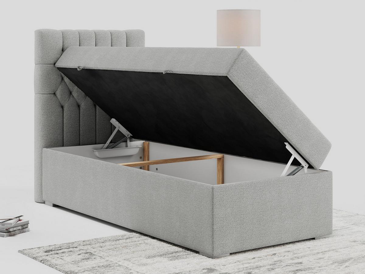 BOXBETT PERA 90/200 Hellgrau Struktur - H4 - Links Seite - Hellgrau, Holz/Textil (90/200cm) - MKS
