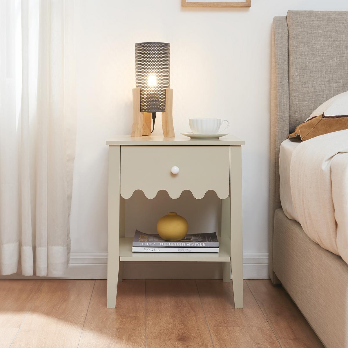NACHTTISCH Luspoo I. - Creme, Holzwerkstoff (40/50/40cm) - [en.casa]