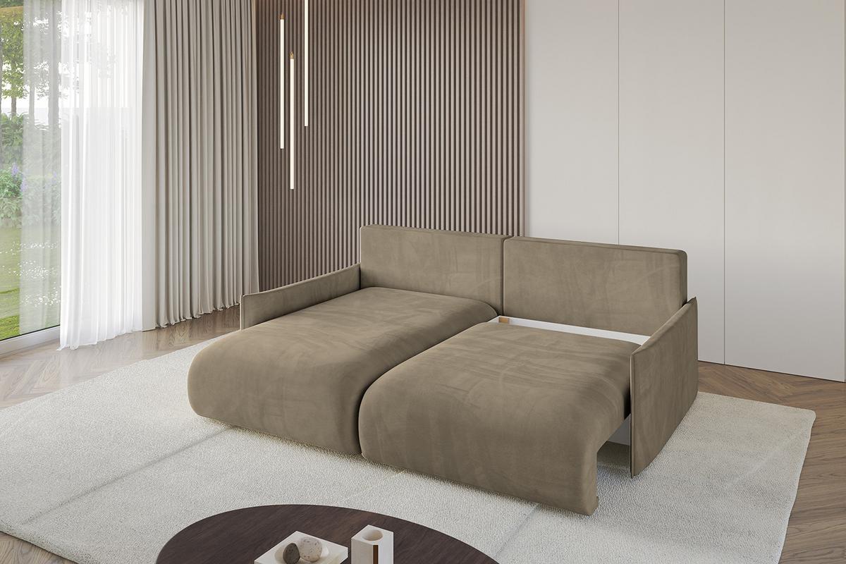 ECKSOFA Ottomane links ONESK-L-v1 216x177x72 Braun Velours - Braun, Holzwerkstoff/Kunststoff (216/177cm) - ALTDECOR