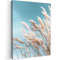LEINWANDBILD Ziergras - Wind - Hellbraun Room Decor 30x40 cm - Hellblau, Textil (30/40cm) - MuchoWow