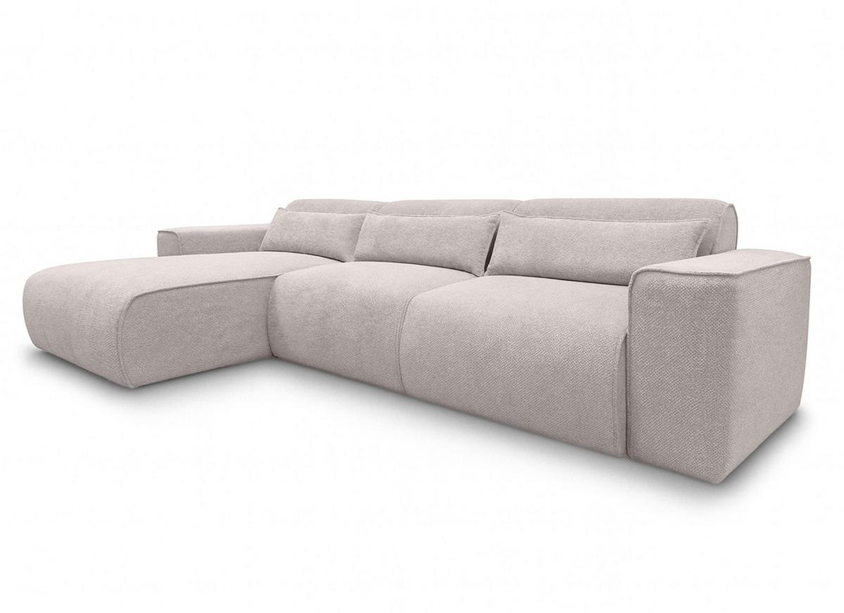 ECKSOFA L Form Ruyam Creme 310/165/78 cm – Schlaffunktion Links - Creme/Schwarz, Kunststoff/Textil (170/310cm) - AX Living