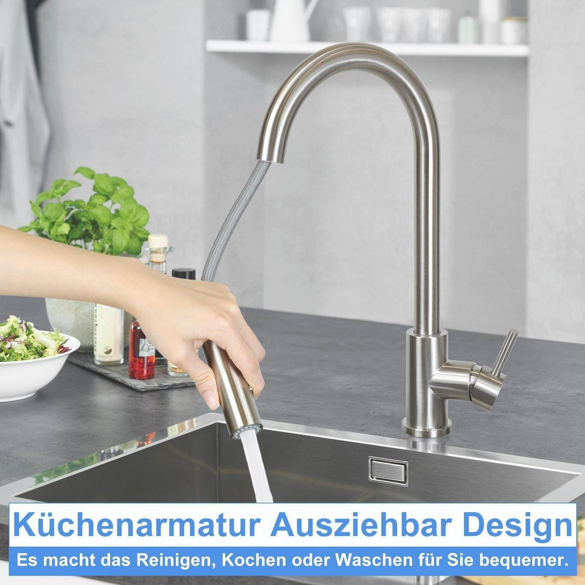 KÜCHENARMATUR GLAUBE 42/5/42 cm - Silberfarben, Metall (5/42/42cm) - Nettlife
