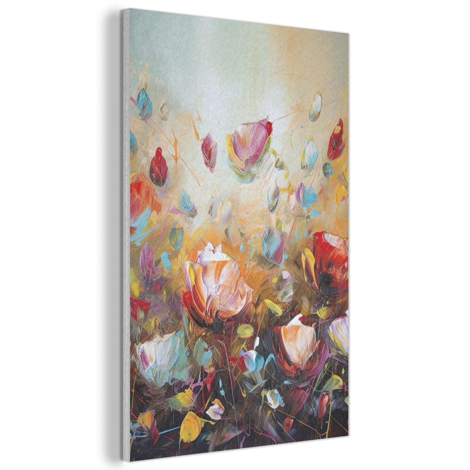 AKUSTIKBILD Blumen - Kunst - Natur - Ölgemälde Wanddeko 60x90 cm - Multicolor, Kunststoff (60/90/0.9cm) - MuchoWow