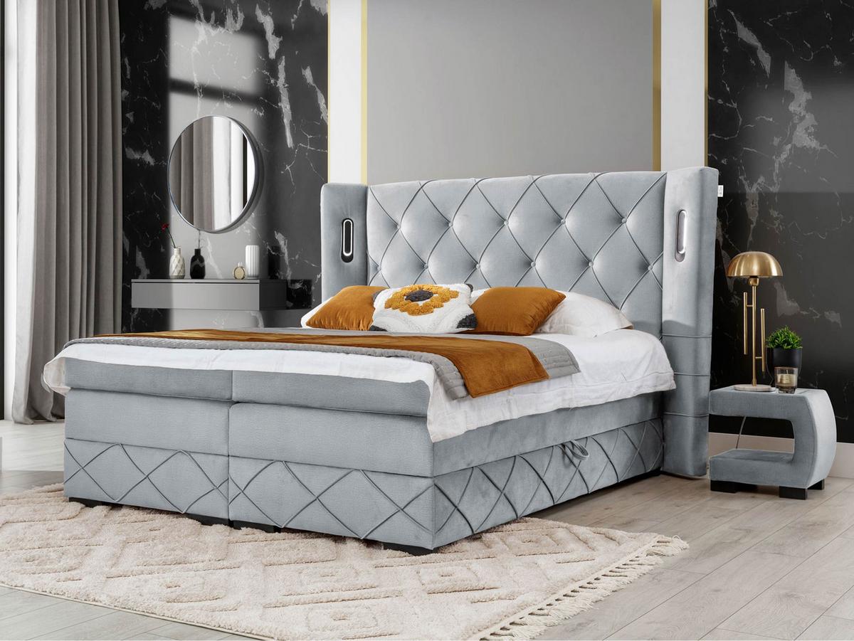 BOXBETT Focus Lux - H3 - Hellgrau, Holz (180/200cm) - MIRJAN24