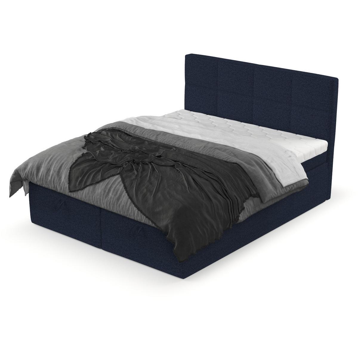 BOXBETT Tessa 180/200 cm Marineblau im Riva Stoff - Schwarz/Dunkelblau, Holz/Holzwerkstoff (180/200cm) - AltaBeds