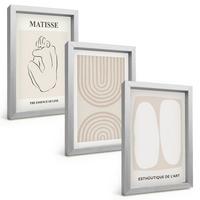 BILDER SET 3er Set - 20x30 cm Silberner Rahmen - Stilvolle minimalistische Linien - Silberfarben, Kunststoff (20/30cm) - TULUP
