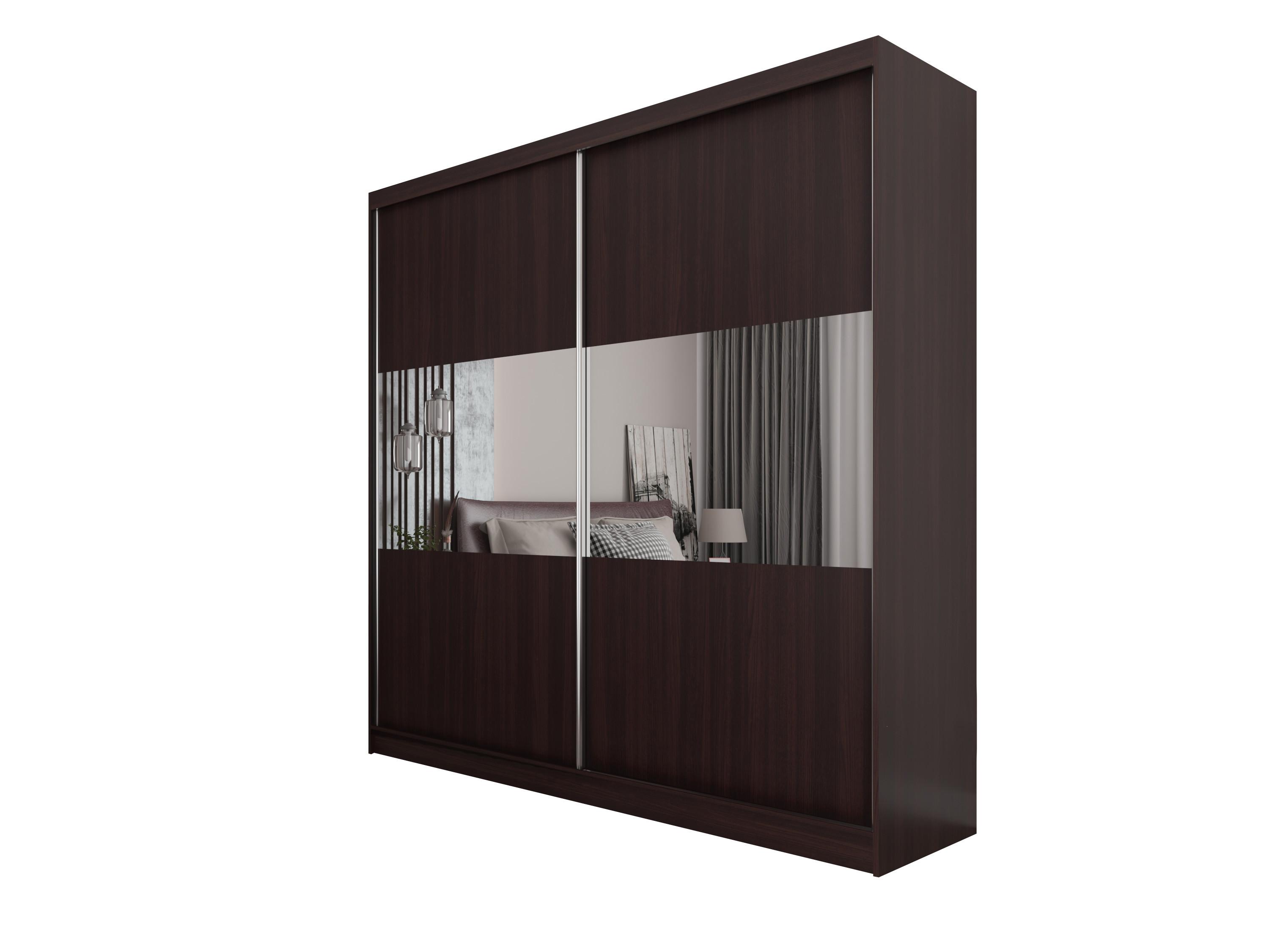 SCHWEBETÜRENSCHRANK ROSALIA 200/216/61 cm 2-türig mit Spiegel Wengefarben - Wengefarben, Holzwerkstoff (200/216/61cm) - MASSENO