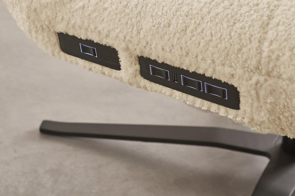 RELAXLIEGE LETICIA Beige Flachgewebe Relaxfunktion, Drehbar (360°) - Beige/Schwarz, Textil/Metall (82/115/156cm) - KAWOLA