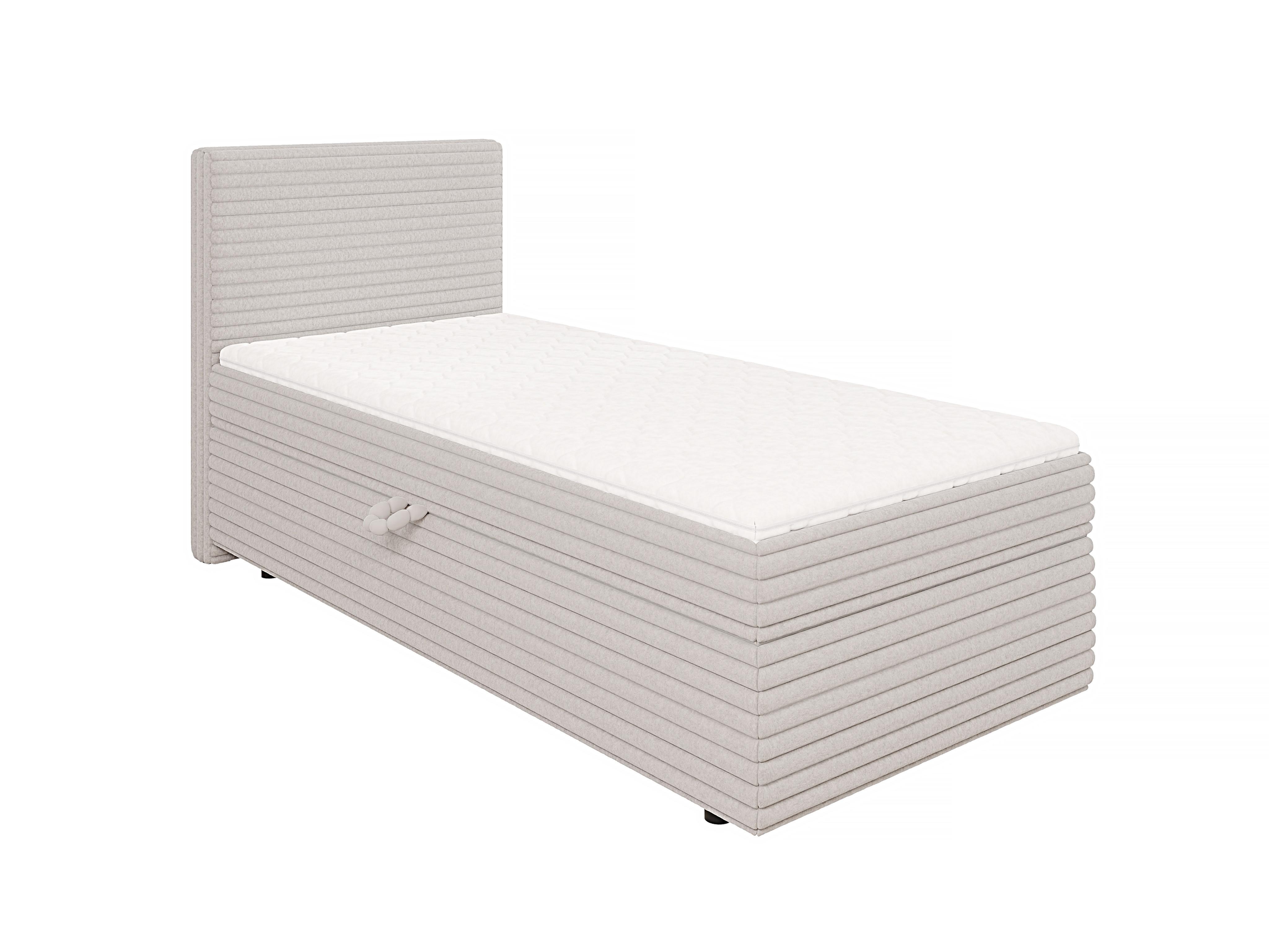 BOXBETT Roma 90/200 cm Hellgrau Plüschcord - Hellgrau/Schwarz, Holz/Kunststoff (90/200cm) - S-Style Möbel