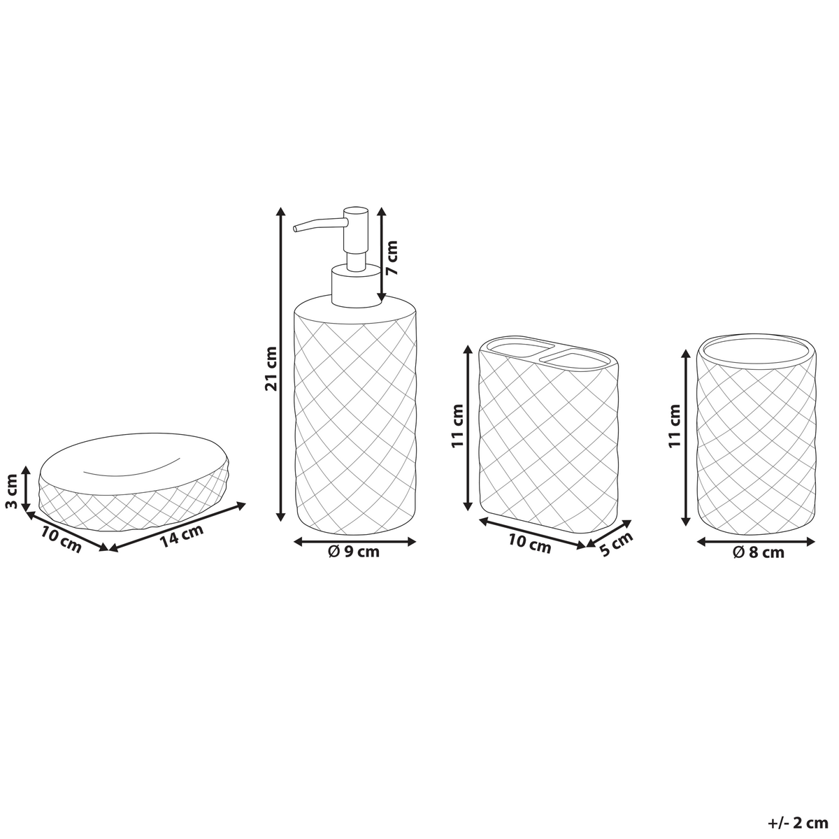 BADEZIMMER Set 4-teilig Keramik türkis Guatire - Blau, Stein (9/21/9cm) - Beliani