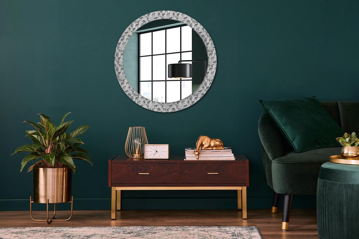 SPIEGEL Rund Ø 80 cm mit Aufdruck - Schwarz, Glas (80/80/0.4cm) - Wallfluent